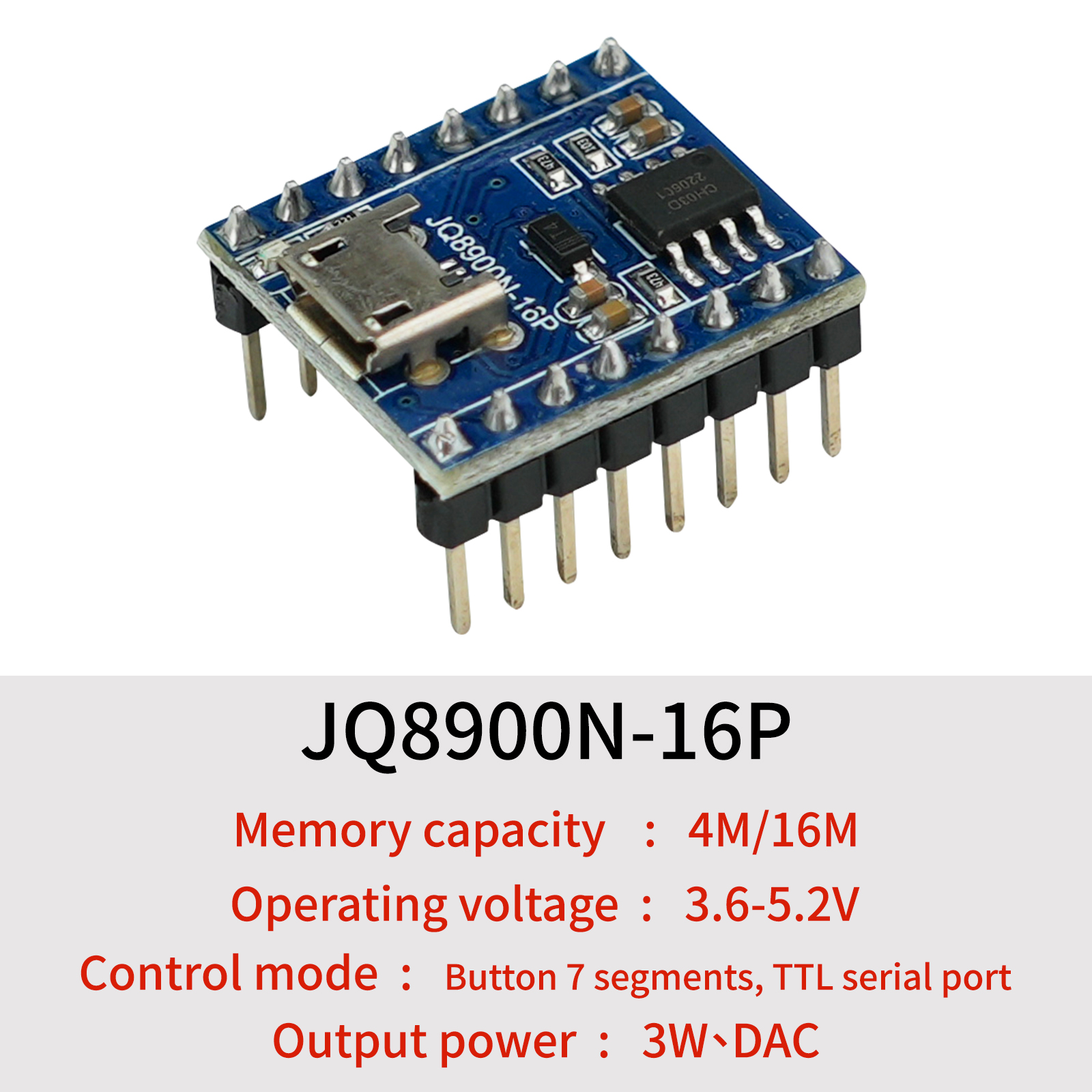Download Audio Music Player - Voice Playback Module, JQ8900N-16P USB Download