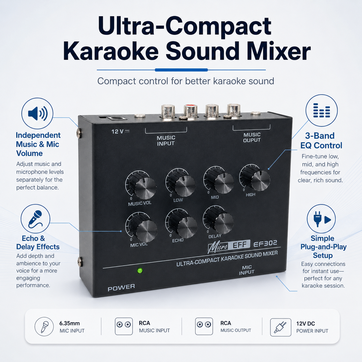 Mini Karaoke Audio Mixer EF302 - огляд і ціна Audio Music Volume