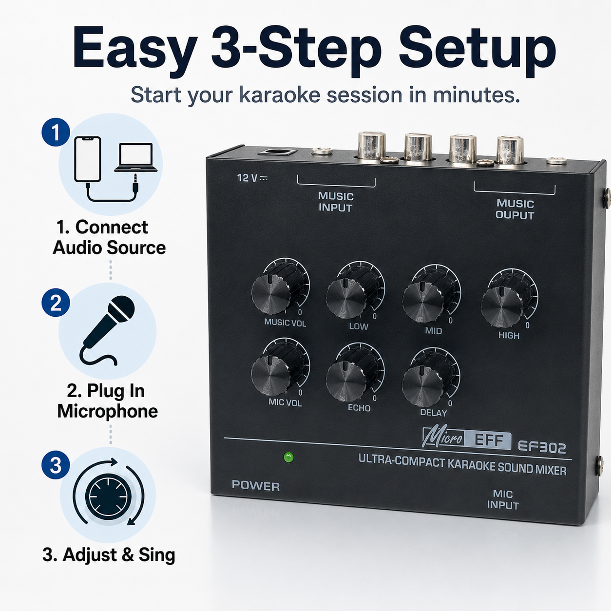 Mini Karaoke Audio Mixer EF302 - огляд і ціна Audio Music Volume