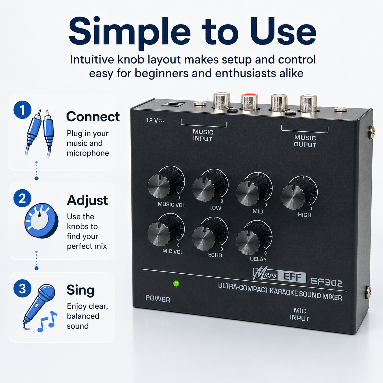 Mini Karaoke Audio Mixer EF302 - огляд і ціна Audio Music Volume