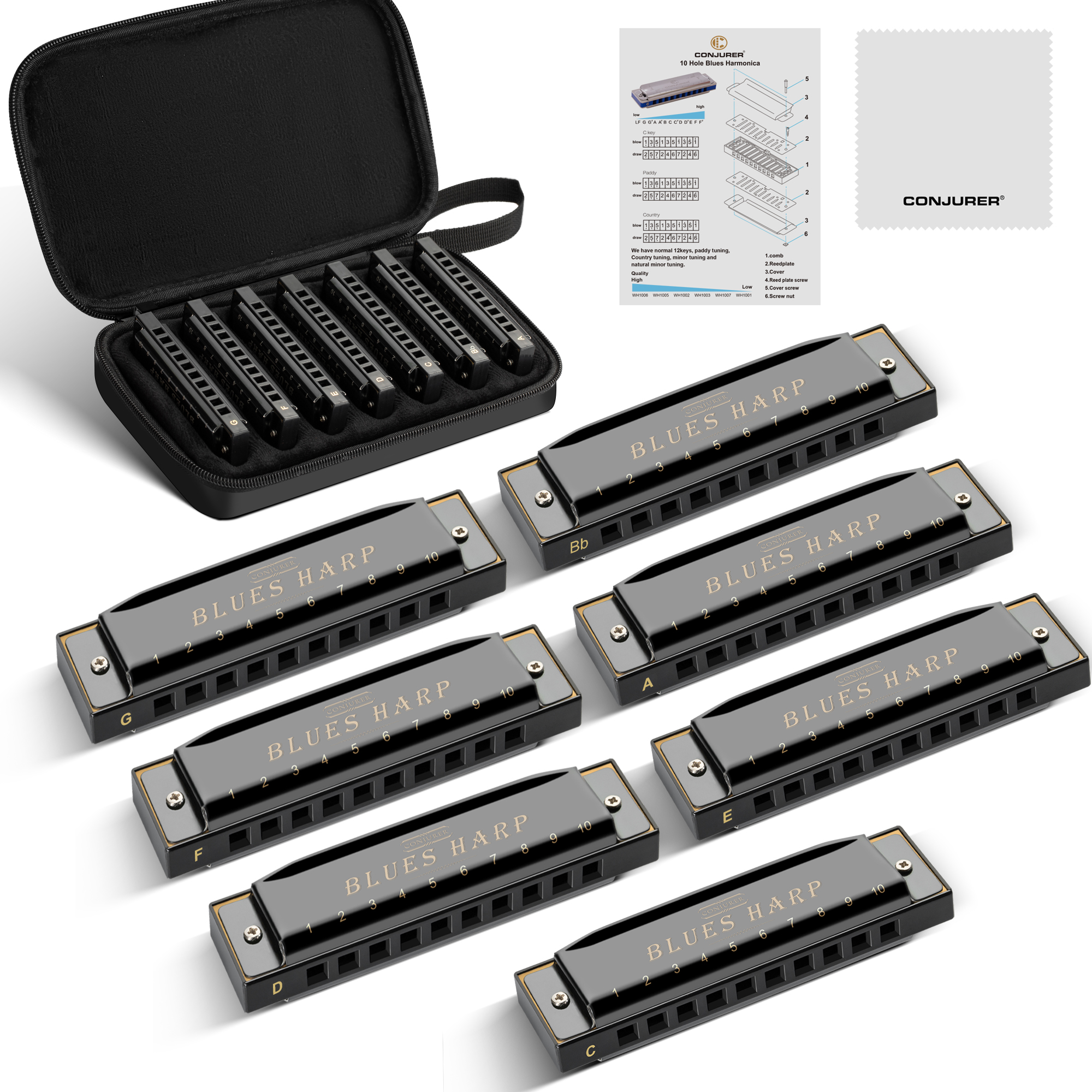 Conjurer 10 hole blues harmoni - огляд і ціна Harmonica 10 Hole