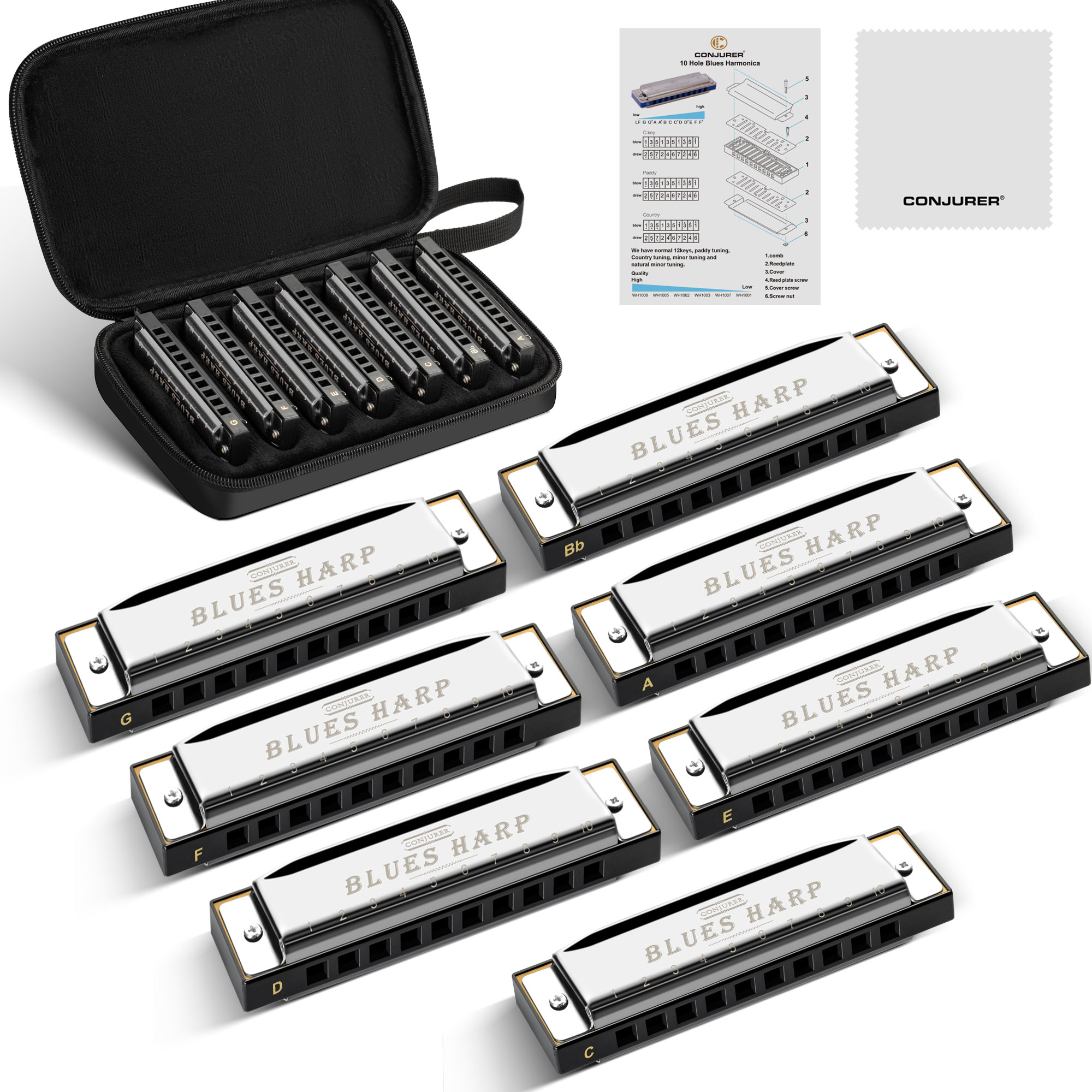 Conjurer 10 hole blues harmoni - огляд і ціна Harmonica 10 Hole